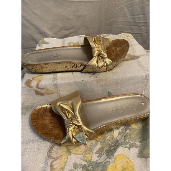 Jessica Simpson Gold Wedge Sandals Size 9 - Picture 3 of 7